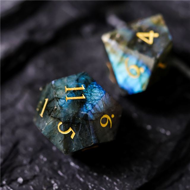 Blue Labradorite Gemstone - 7pcs RPG Dice Set