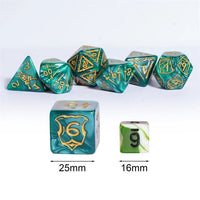 Thumbnail for Weapons on Silk Green Acrylic - 7pcs RPG Oversized Dice Set