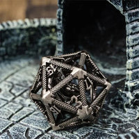 Thumbnail for Dragon in Washed Nickel Metal - Hollow D20 RPG Dice