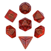 Thumbnail for Cogs in Clear & Orange Resin - 7pcs RPG Full Dice Set