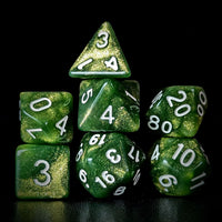 Thumbnail for Glitter in Green Acrylic - 7pcs RPG Full Dice Set Dark Stack