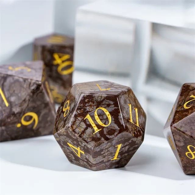 Brown Snowflake Gemstone - 7pcs RPG Dice Set