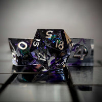 Thumbnail for Bead Swirl in Purple & Clear Filled Sharp Resin - 7pcs RPG Dice Set