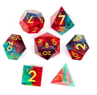 Thumbnail for 7pcs Dice Sharp Candy Gold Font Blue Red