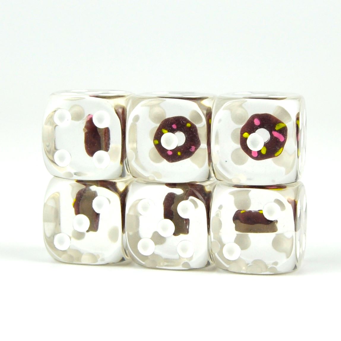 Brown Donut in Clear Resin - 6pcs D6 RPG Dice Set