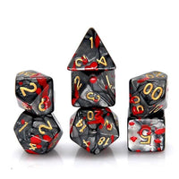 Thumbnail for Red Blood Splatter on Black Silk Acrylic - 7pcs RPG Full Dice Set