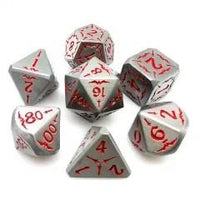 Thumbnail for Red Sword in Nickel Silver Metal - 7pcs RPG Dice Set