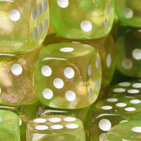 Thumbnail for 16mm Yellow & Green Acrylic with Glitter - 6pcs D6 RPG Dice Set