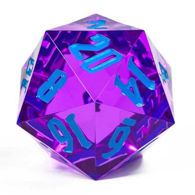 Purple & Clear Sharp Acrylic with Box - D20 RPG Dice