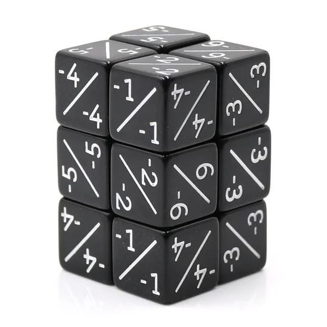 16mm Black Counter Numbers Acrylic  - 6pcs D6 RPG Dice Set