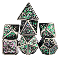 Thumbnail for Glitter Pink Enamel in Silver Metal - 7pcs RPG Dice Set