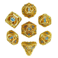 Thumbnail for 7pcs Dice Metal Hollow Lute Blue Font Gold