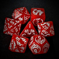 Thumbnail for White Dragon on Red Acrylic - 7pcs RPG Full Dice Set
