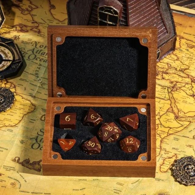 Plain Sapele Wood with 7 Slots -  Magnetic Dice Storage