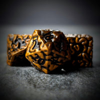 Thumbnail for 7pcs RPG Dice Set - Black Wash over Gold Metal Brains