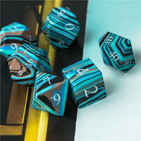 Thumbnail for Layered Blue, Brown and Black Turquise Gemstone - 7pcs RPG Dice Set