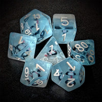 Thumbnail for Penguin in Clear & Blue Resin - 7pcs RPG Full Dice Set