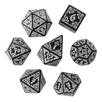 Thumbnail for White Celtic Knot on Black Acrylic - 7pcs RPG Full Dice Set