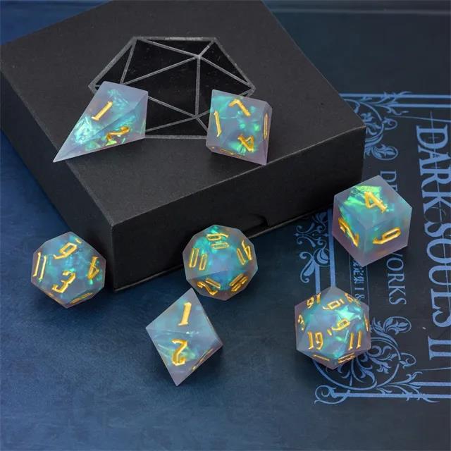 Candy in Grey Frosted Sharp Resin - 7pcs RPG Dice Set