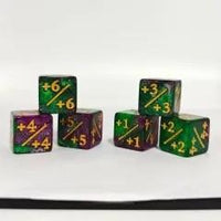 Thumbnail for 6pcs D6 16mm Dice Acrylic Counter Gold Font Purple Green