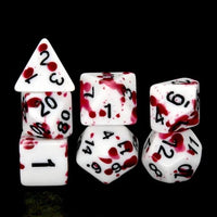 Thumbnail for Red Blood Splatter on White Acrylic - 7pcs RPG Full Dice Set