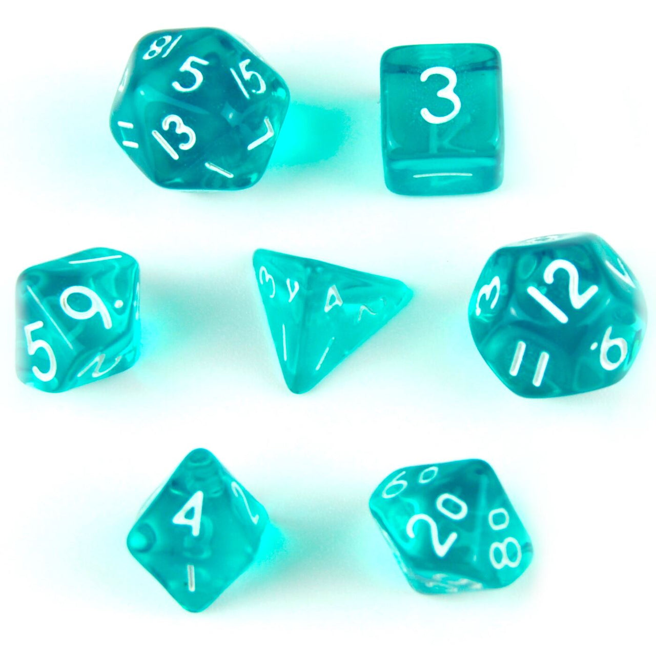 Cyan & Clear Acrylic - 7pcs RPG Mini Dice Set