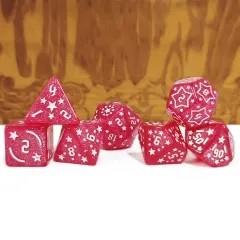 7pcs Dice Acrylic Pattern Stars Gold Font Pink