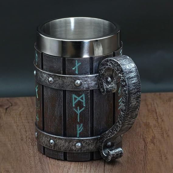 Blue, Black & Silver Viking Hammer Mug - Novelty