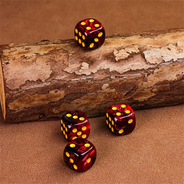 12mm Red & Black Acrylic - 10pcs D6 RPG Dice Set