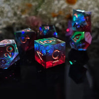 Thumbnail for Electroplated Blue & Red with Candy Sharp Resin - 7pcs RPG Dice Set