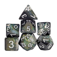 Thumbnail for Layered Black & Clear with Shimmer Resin - 7pcs RPG Full Dice Set