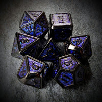 Thumbnail for Glitter Blue Enamel in Black Metal - 7pcs RPG Dice Set