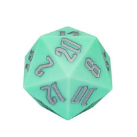 Thumbnail for D20 55mm Dice Silicone Solid Silver Font Mint Green