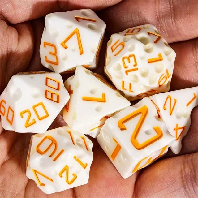 White Cheese Resin -  7pcs RPG Dice Set