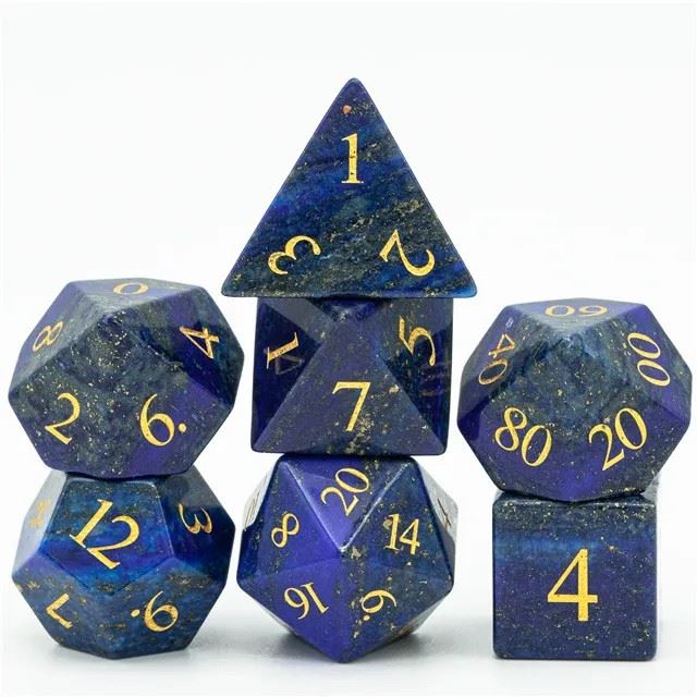 Blue Lapis Lazuli Gemstone - 7pcs RPG Dice Set