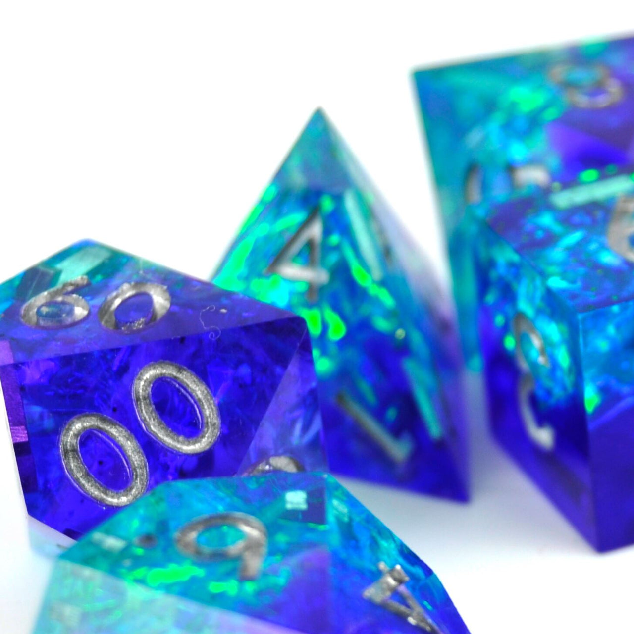 Candy in Cyan & Blue Sharp Resin - 7pcs RPG Dice Set