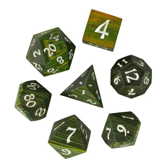 Worn Green Wood - 7pcs RPG Dice Set