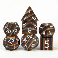 Thumbnail for 7pcs Dice Wooden Layered White Font Rainbow