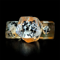 Thumbnail for Black & White Dog in Clear Resin - 7pcs RPG Full Dice Set