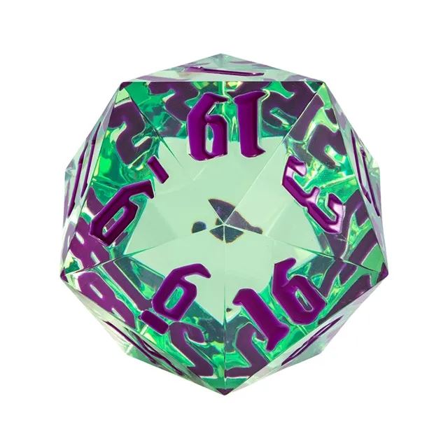 Clear & Green Sharp Acrylic - D20 RPG Dice