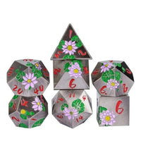 Thumbnail for Pink Lotus Flower in Silver Metal - 7pcs RPG Dice Set
