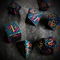 Thumbnail for Blue & Burgundy Dragon Scale Metal - 7pcs RPG Dice Set