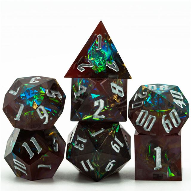 Candy in Brown & Black Sharp Resin - 7pcs RPG Dice Set