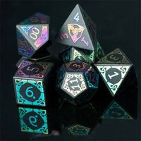 Thumbnail for Celtic Knot on Black Obsidian Gemstone - 7pcs RPG Dice Set