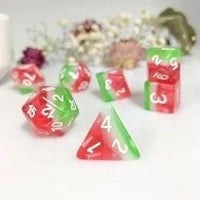 Thumbnail for 7pcs Dice Resin Layer White Font Green White Red