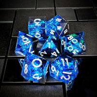 Thumbnail for 7pcs Dice Sharp Candy Silver Font Blue Black