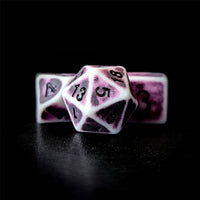 Thumbnail for Washed Purple on White Acrylic - 7pcs RPG Full Dice Set Close