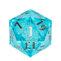 Thumbnail for Bubbles in Clear & Blue Sharp Acrylic - D20 RPG Dice