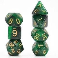 Thumbnail for Glitter in Black & Green Acrylic - 7pcs RPG Full Dice Set