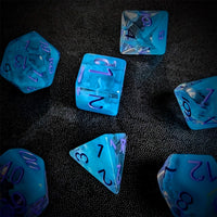 Thumbnail for Sky Blue Swirl in Clear Resin - 7pcs RPG Full Dice Set